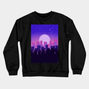 City skyline with moon and stars Crewneck Sweatshirt